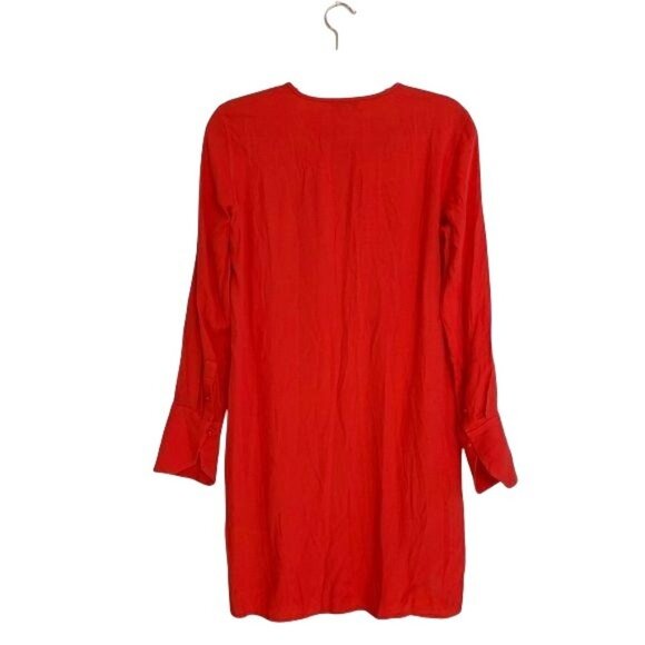 Equipment Bonnie Dress Size XS Blood Moon Red Orange Long Sleeve New - Picture 5 of 8